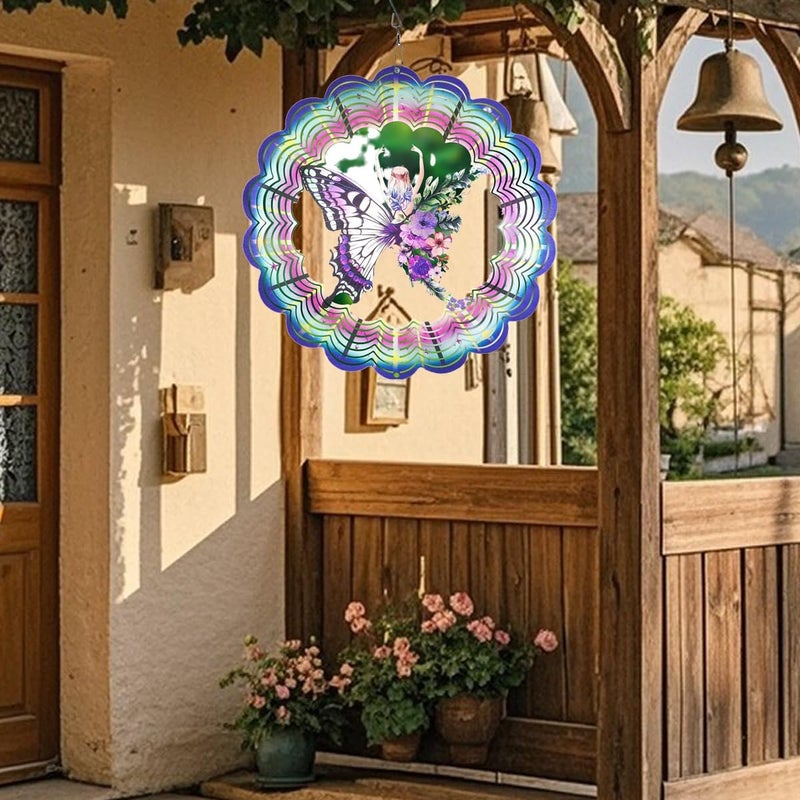 YTAONS 12 in Wind Spinners Outdoor, Hanging Spinners 3D Stainless Steel Wind Sculpture for Garden Yard Art Decoration Christmas Birthday Gift for Women Mom Wife Grandma (Butterfly Fairy) - Image 3